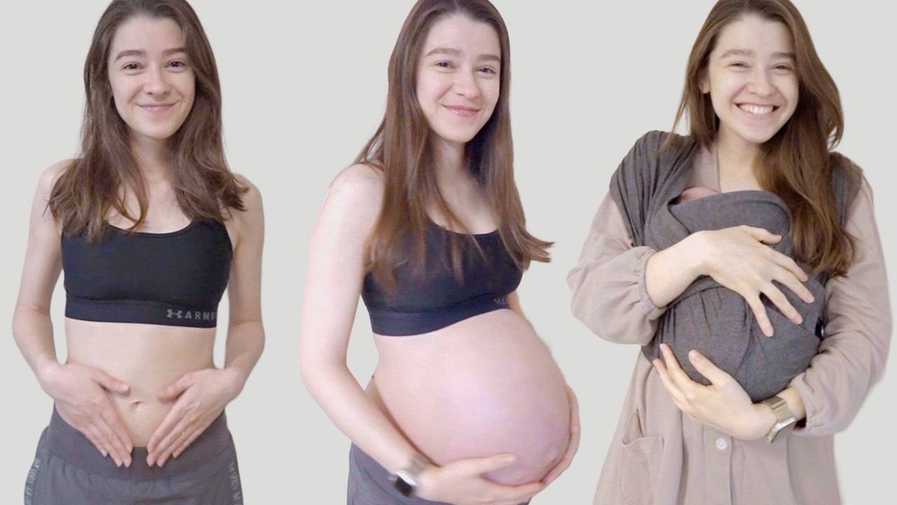 PREGNANCY TRANSFORMATION | Week By Week Belly Growth Progress in 2 minutes