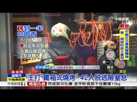 風雨關窗"悶住" 知名燒烤店3人CO中毒│中視新聞 20170729