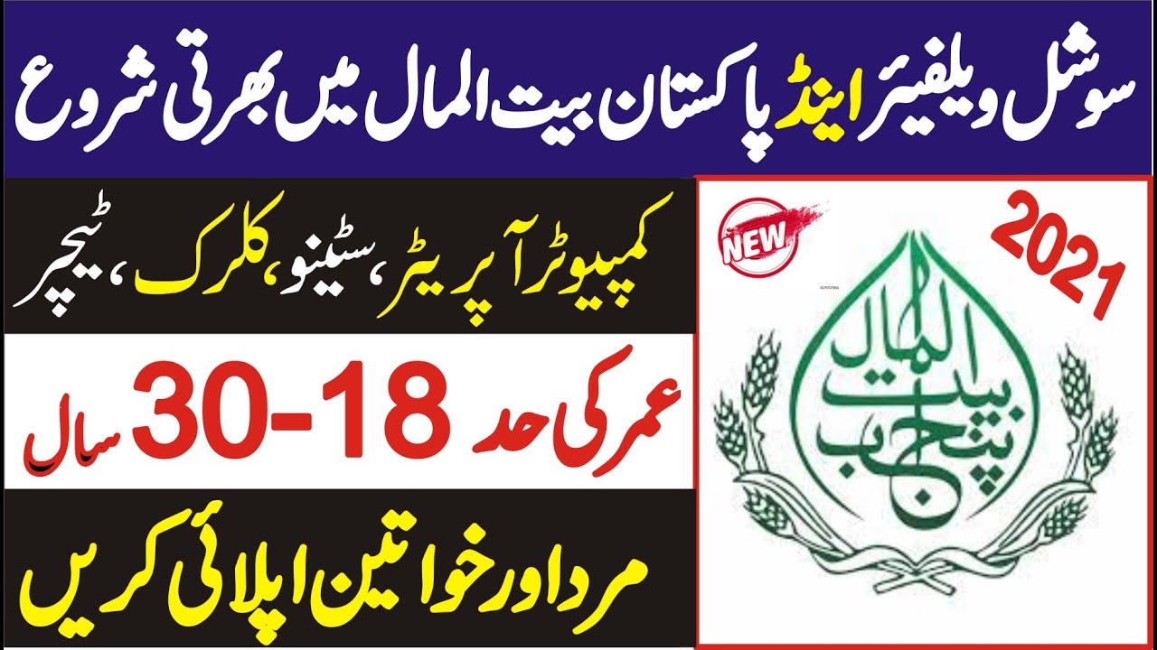 Social Welfare and Bait-Ul-Maal Department Jobs 2021