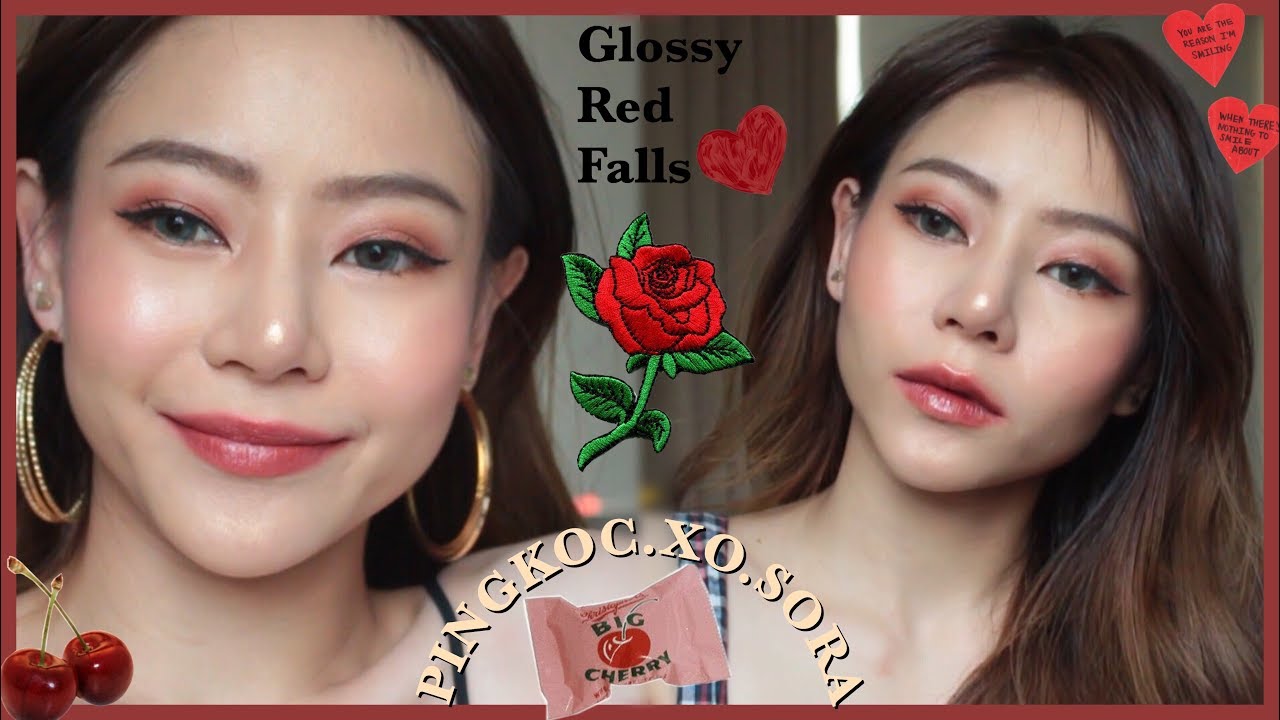 [How-To]🍒แต่งหน้าสายฝอ Glossy Red lip |Fall Makeup 🥀 |PINGKOC.XO.SORA