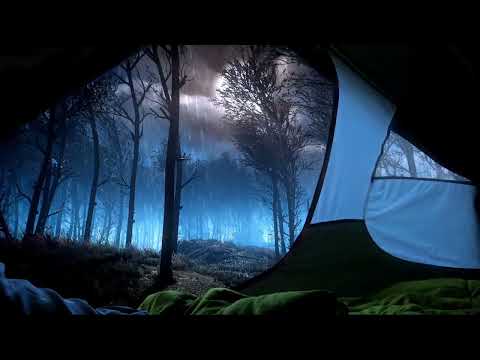 6 Hours Rainy Night in a Cozy Tent 🌧️💙 Deep Sleep Rain Sounds LIVE 24/7