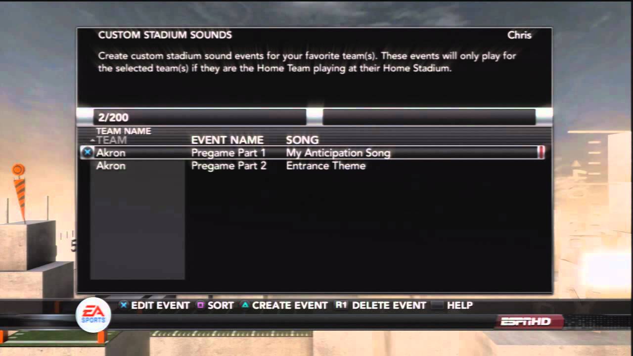 NCAA Football 12 Tips How to use Custom Stadium Sounds on your PS3