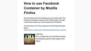 how to use facebook container by mozilla firefox