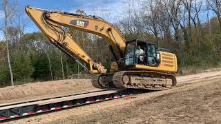 Loading CAT 336F  Excavator on Lowboy