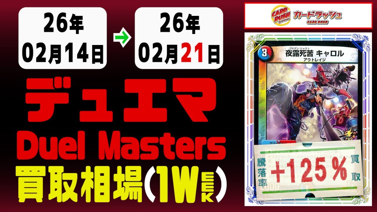 デュエマ 買取相場《243枚/週》｜02月21日 ＜200円以上騰落＞ #デュエルマスターズ #愛感謝祭ヒロインBEST #ジャシンインザシェル
