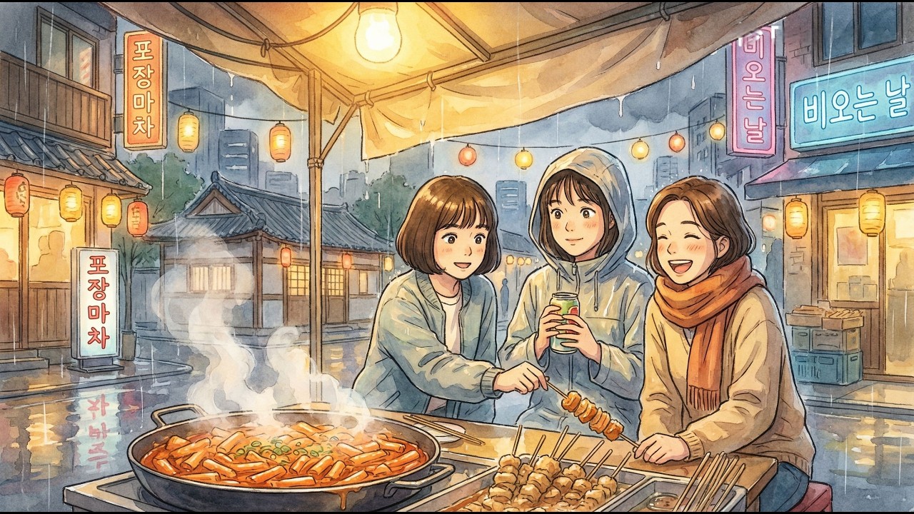 Summer Shower Serenade: Friends’ Impromptu Street Music Jam & Food Truck Finds | Ghibli—Style ASMR