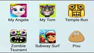 My Talking Angela,My Talking Tom,Temple Run,Zombie Tsunami,Subway Surf,Pou screenshot 3