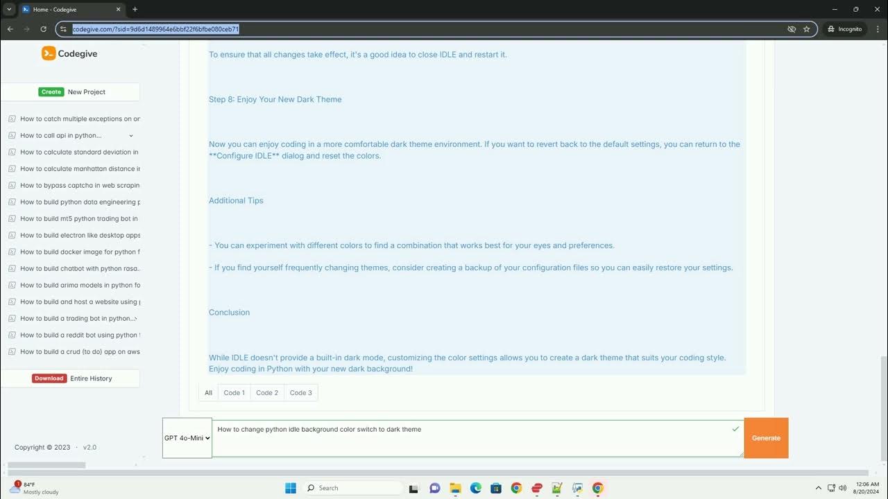 How to change python idle background color switch to dark theme - YouTube
