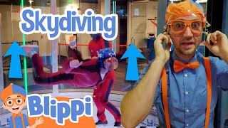Blippi Visits Indoor Skydiving | Watch Amazing Flying Tricks | Educational Videos For Kids
