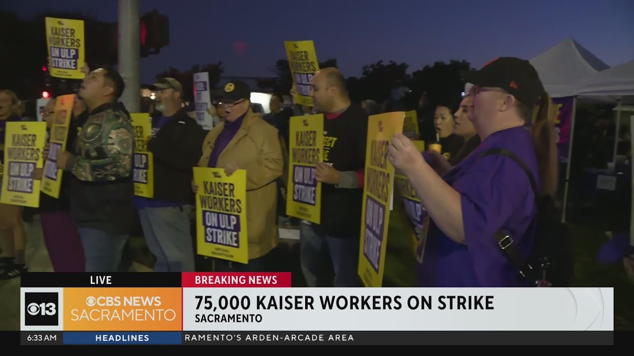75,000 Kaiser Permanente workers go on strike - YouTube
