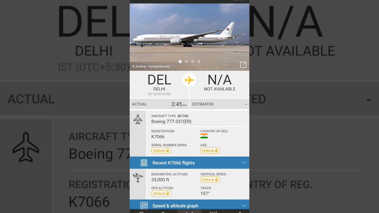 Is it Rare? Spotted India's VVIP Plane The Air India One Boeing 777-300ER Registered as K7066 