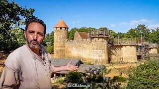 They Build a Castle with Tools of Medieval Period. In Burgundy, France