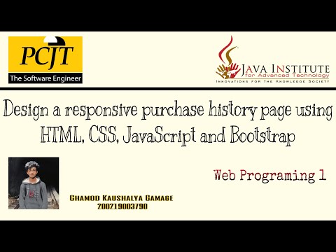 Design a responsive purchase history page using HTML, CSS, JavaScript and Bootstrap | WP 01 | 35