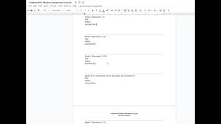 Independent Reading Assignment Journal