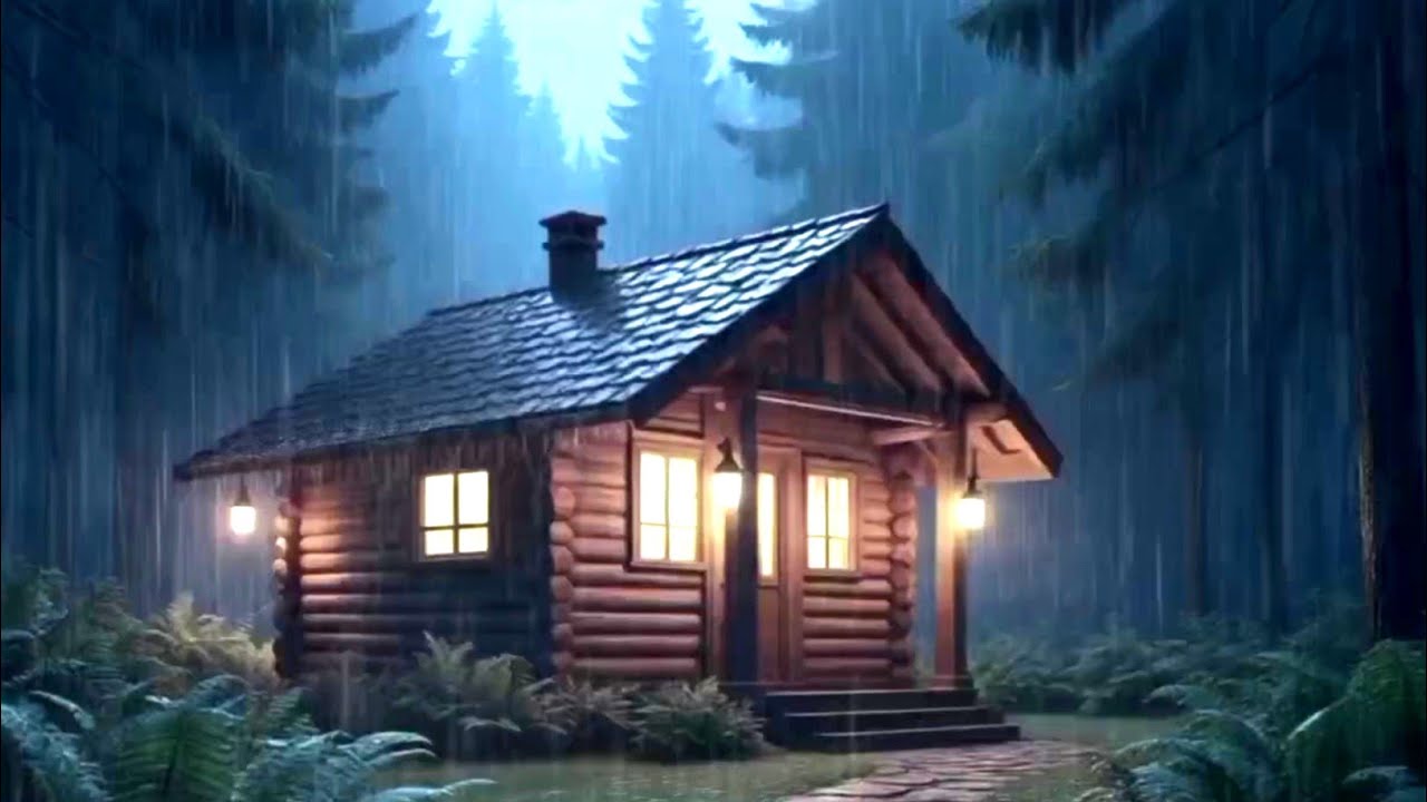 Cozy Cabin in the Rain at Night 🌧️ | Relaxing Rain Sounds for Deep ...
