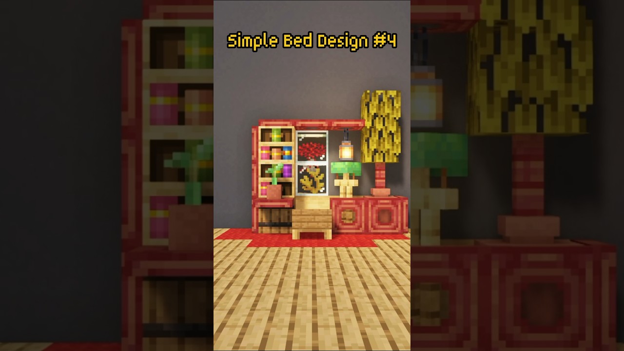 Simple Minecraft Bed Design Pt.4 #minecraft #tutorial #shorts