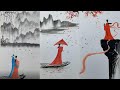 Where Man Meets Nature: A Chinese Ink Painting Journey#traditionalChinesepainting#drawing