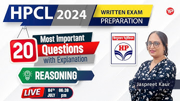 HPCL 2024 |  20 Most important Questions of Reasoning | with Detailed Explanation #hpcl  06:30 pm