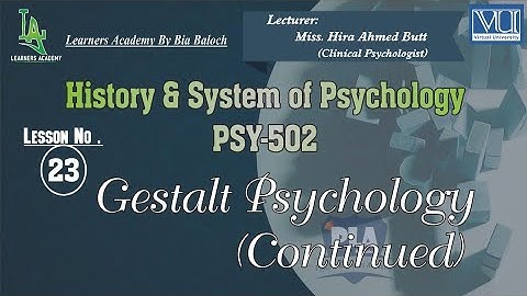 History and Systems of Psychology (PSY502) VU | Lecture No.23 | Learners Academy By Bia Baloch