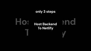 How to host backend on netlify