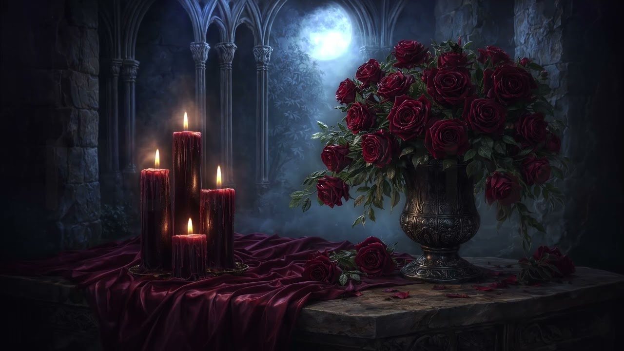 Midnight Roses 🌹 Gothic Valentine Ambience | Candlelit Love & Flickering Hearts