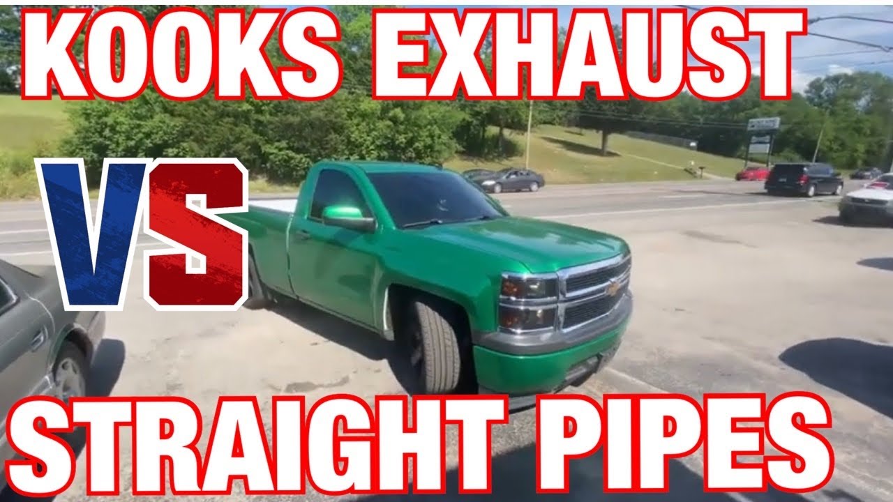 Chevy Silverado 4.3 V6 KOOKS EXHAUST Vs STRAIGHT PIPES! YouTube