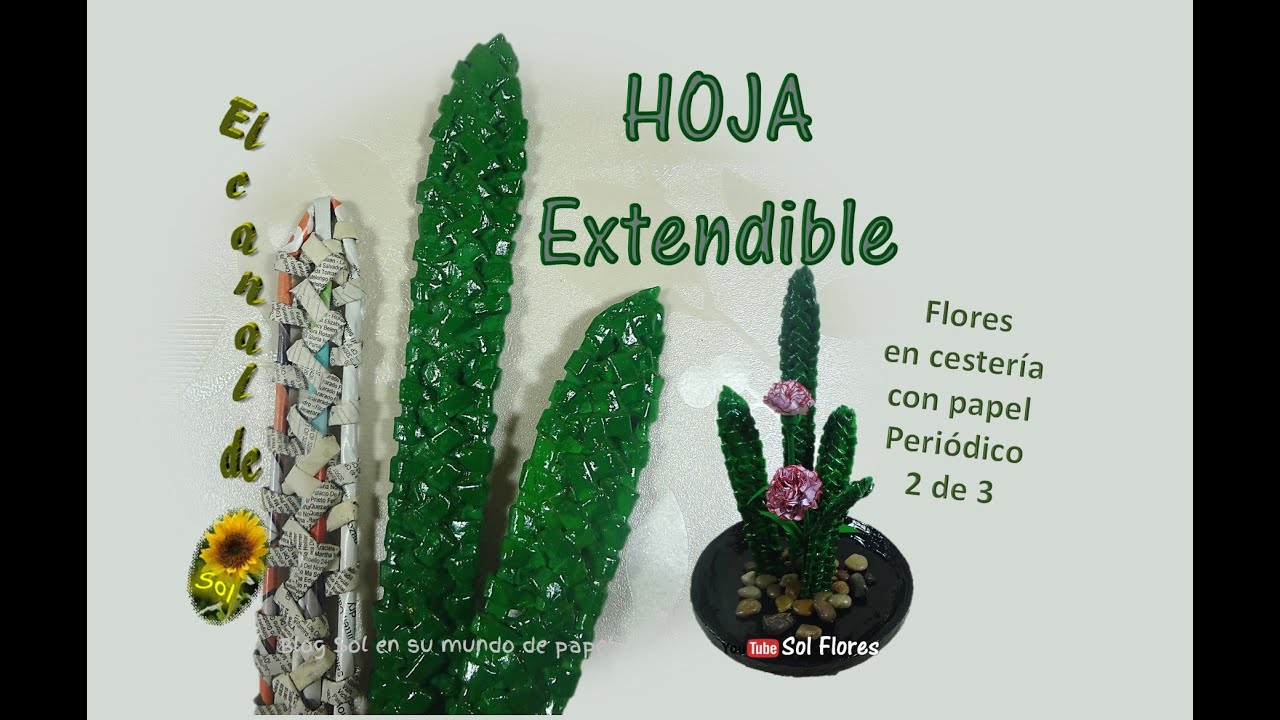 Hoja extendible,  flores en cestería con papel periódico 2 de 3 -  flowers baskets with newspaper