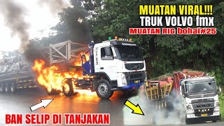 Viral!!! KONVOI TRUK VOLVO MUATAN RIG 95TON BAN SAMPAI SELIP DI TANJAKAN 
