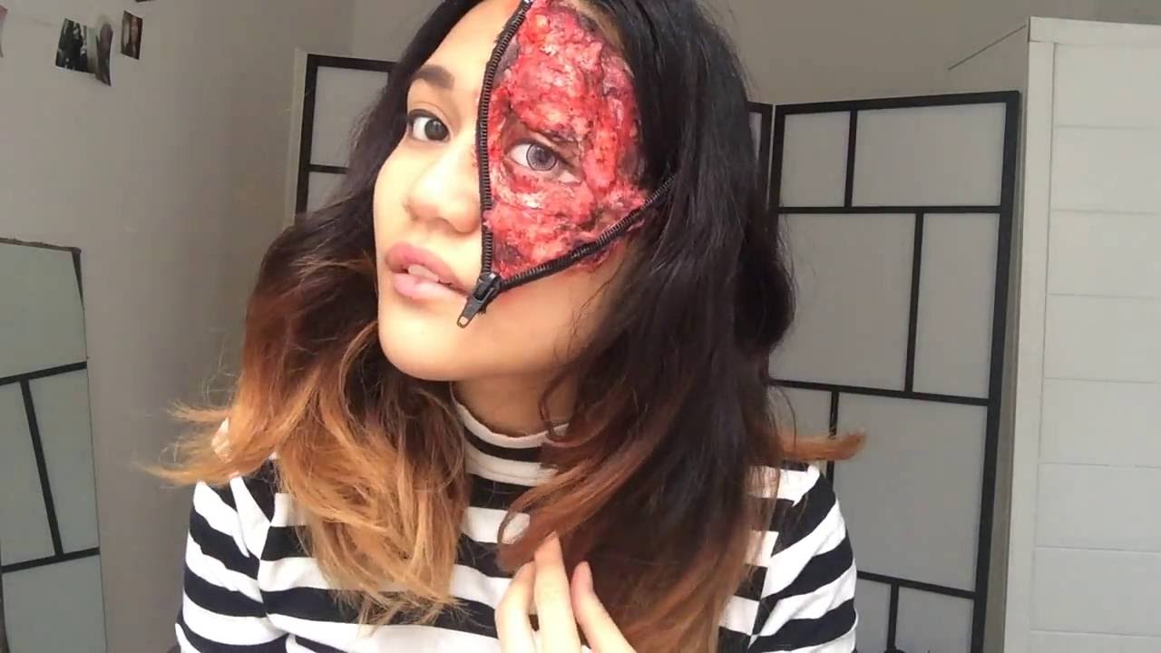 Unzipped Zipper Face Makeup Tutorial Halloween YouTube