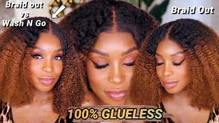 This Curly Wig Does it All! Best Glueless Braid Out on a Natural Wig | 13x6 Invisible Swiss Lace
