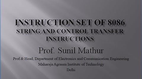 Lecture13 String and control transfer Instructions of 8086