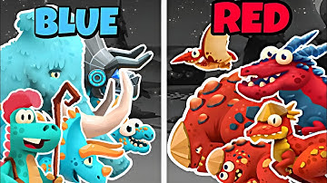 Blue vs Red Dinosour Who Will Win? Dino Bash 2 Travel Thur Time