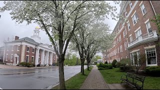 Berkshires rainy spring walk around downtown Lenox