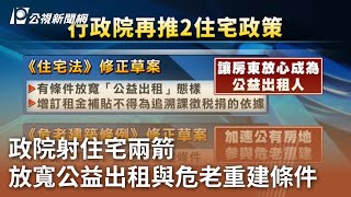 政院射住宅兩箭 放寬公益出租與危老重建條件｜20231005 公視中晝新聞