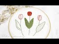 刺繍初心者でも簡単！チューリップの刺繍のやり方【図案無料配布】#花の刺繍