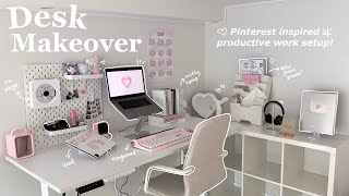 *extreme* aesthetic desk makeover 🐰 korean \& pinterest inspired WFH setup, ikea haul, unboxing etc!