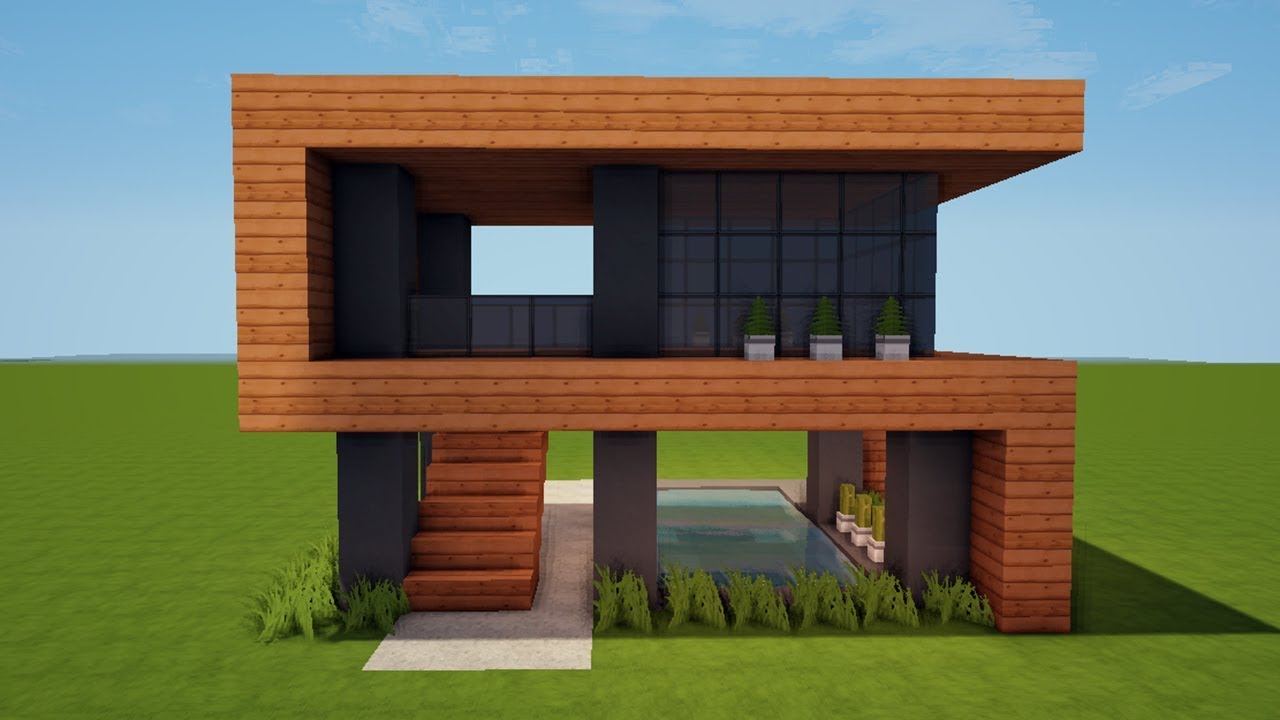 Kleines Modernes Haus Mit Pool In Minecraft Bauen Tutorial Haus 166 Youtube