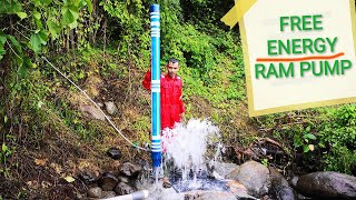 How to Make Water Pump Free Energy (Large Size) - Ram pump with 478 m out pipe