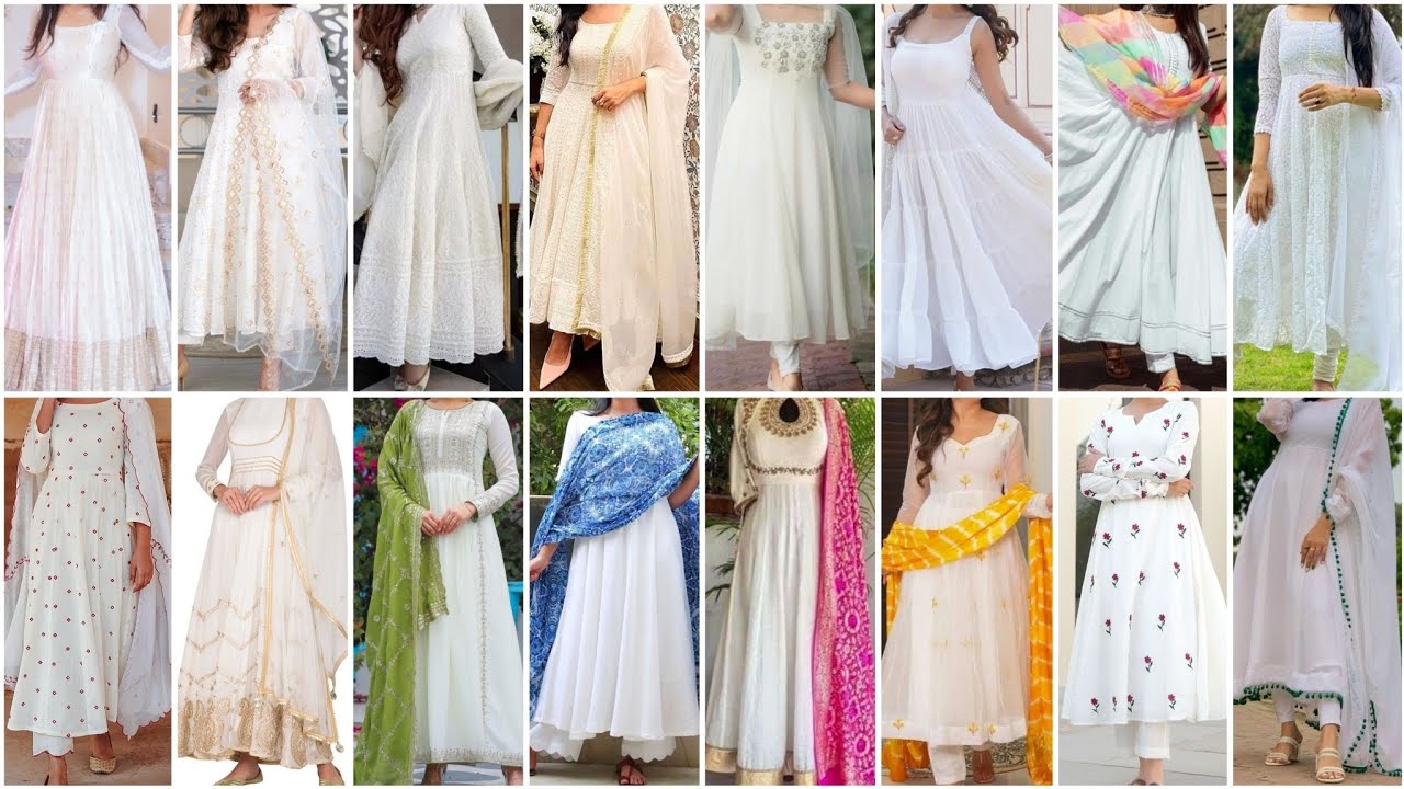 New Model White Colour Anarkali Suit Design Ideas for Girls 2025