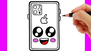 HOW TO DRAW A SMARTPHONE EASY STEP BY STEP - HOW TO DRAW A CELL PHONE KAWAII