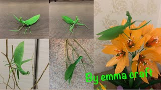 Praying mantis made from plastic bags/belalang dari kresek/menganyam  belalang mainan dari kresek