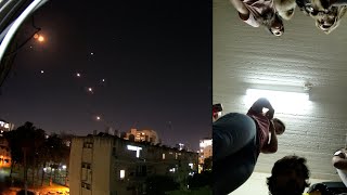 SIREN Hamas Rocket Attack on Tel Aviv  Running to Shelter  Highlights
