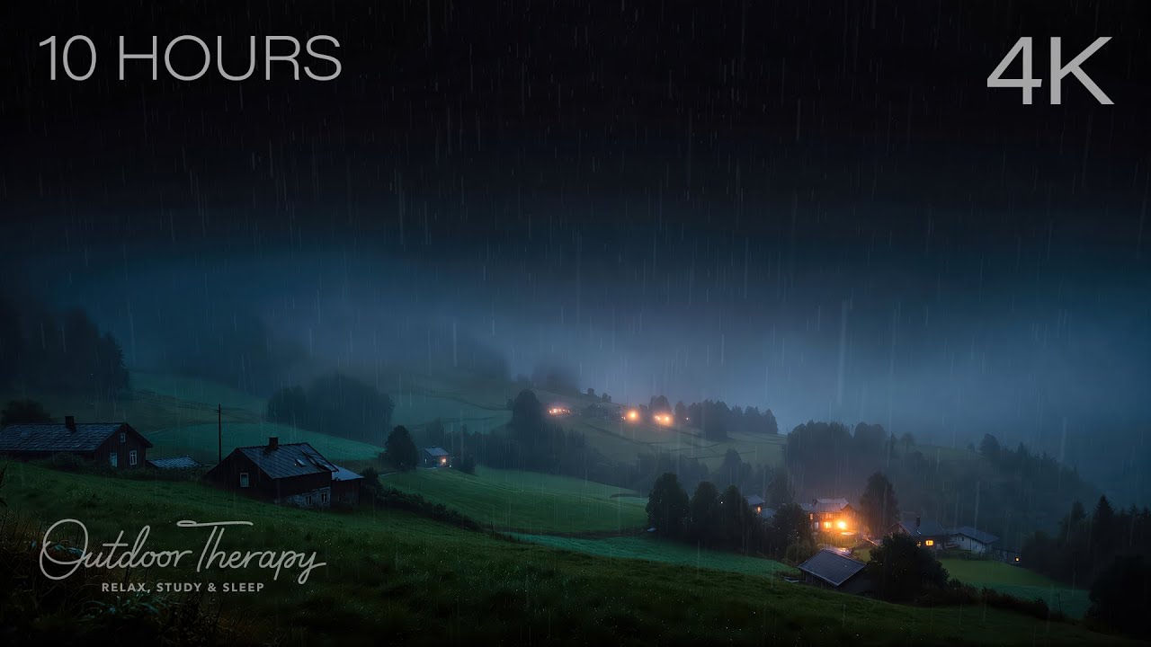 A Quiet Storm Over the Low Hills | Gentle Rain, Wind & Soft Thunder | 10 HOURS [4K]