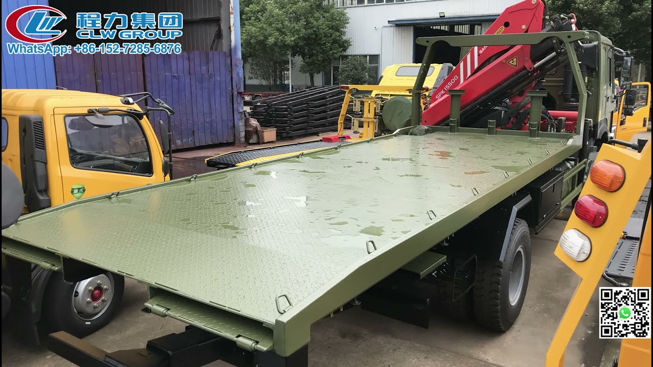 HOWO 4x4 Flatbed Wrecker Truck with SANY Palfinger 