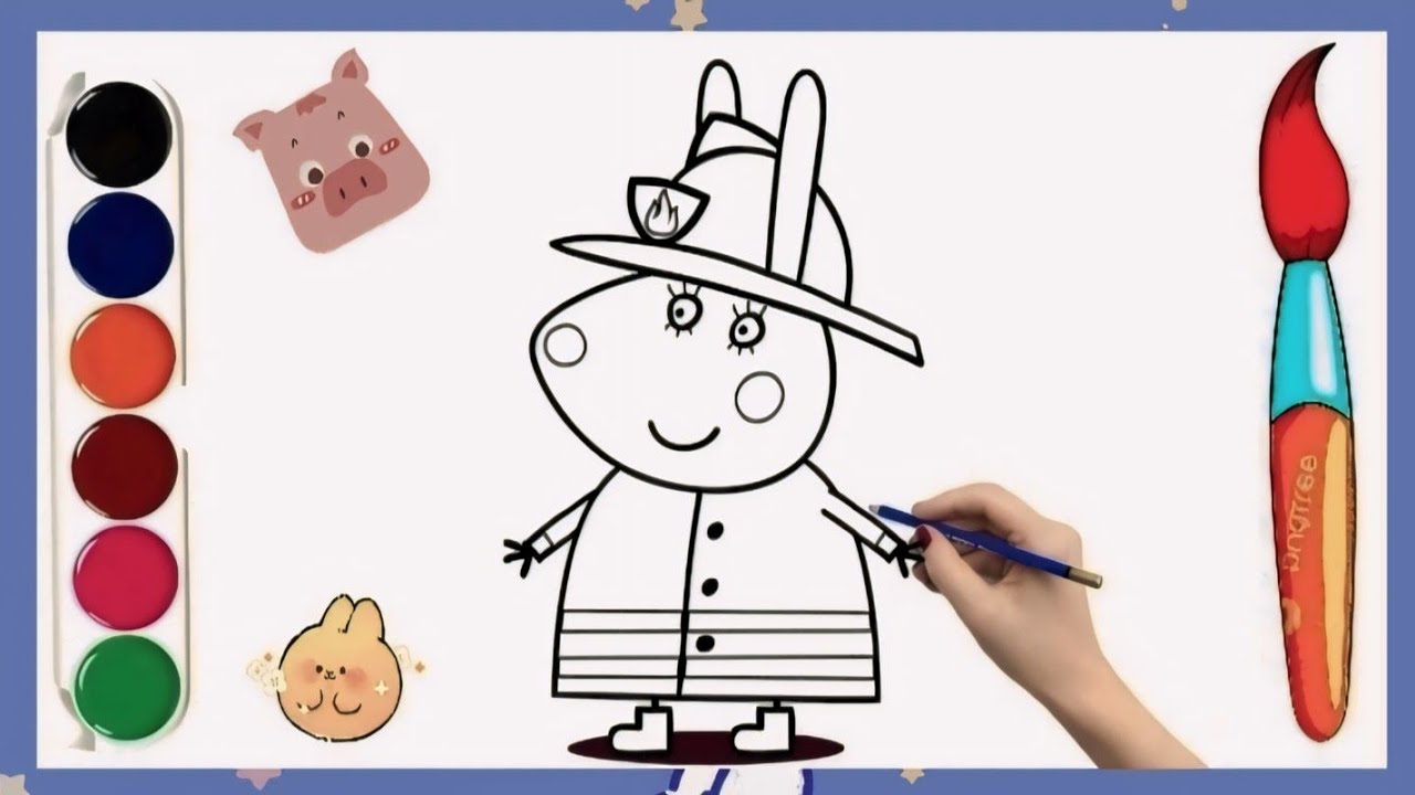 Rebecca Rabbit Peppa Pig Friend's Drawings & Coloring | How To Draw ...