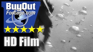 U.S. 17th Airborne Paratroopers Jump From C-47 Transport Planes into Germany 1945