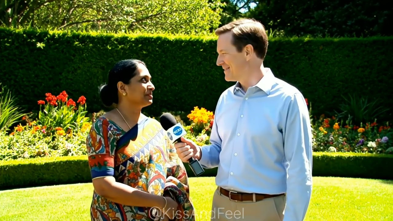 Foreign Journalist Surprised Indian Mature woman with Unexpected Kiss During Interview