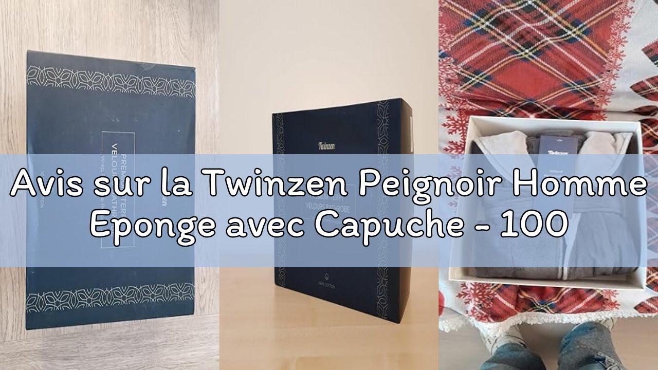 Avis sur la Twinzen Peignoir Homme Eponge avec Capuche - 100% Coton Velours Premium OekoTex - Robe d
