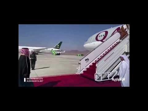 الله حيه نورت المملكة لحظة استقبال الامير محمد بن سلمان للشيخ تميم