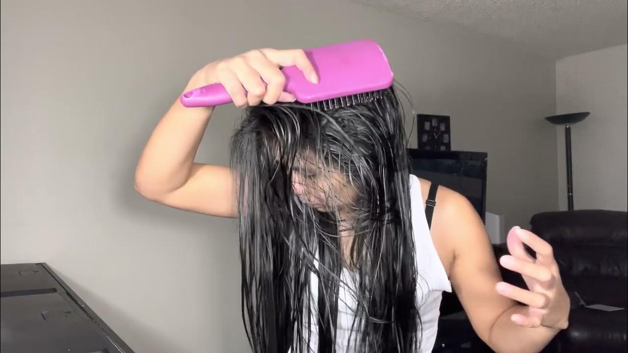 Wet hair brushing & wet hair flipping YouTube